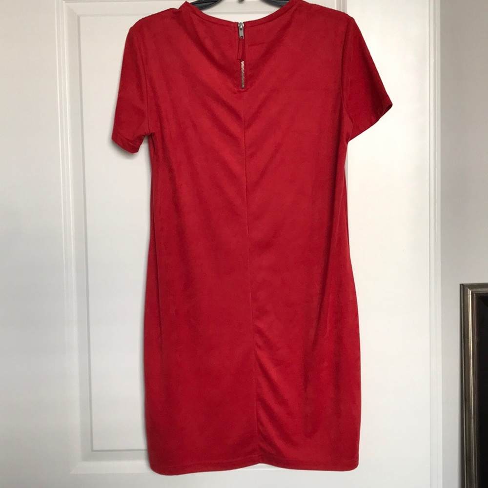 red suede dress zara NWT Zara real leather brick red suede mini shift dress